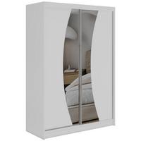 SCHWEBETÜRENSCHRANK 150 - VERONA - Weiß mit Spiegel - Alufarben/Weiß, Holzwerkstoff/Metall (150/216/61cm) - MKS