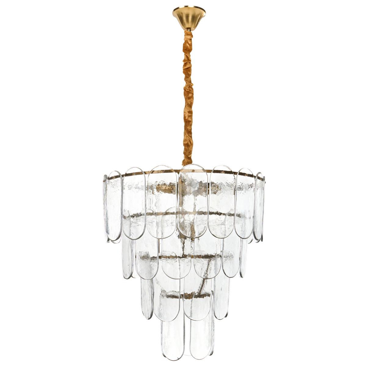 KRONLEUCHTER Glas Messing Caraveli - Transparent/Messingfarben, Glas (48/48/107cm) - Beliani