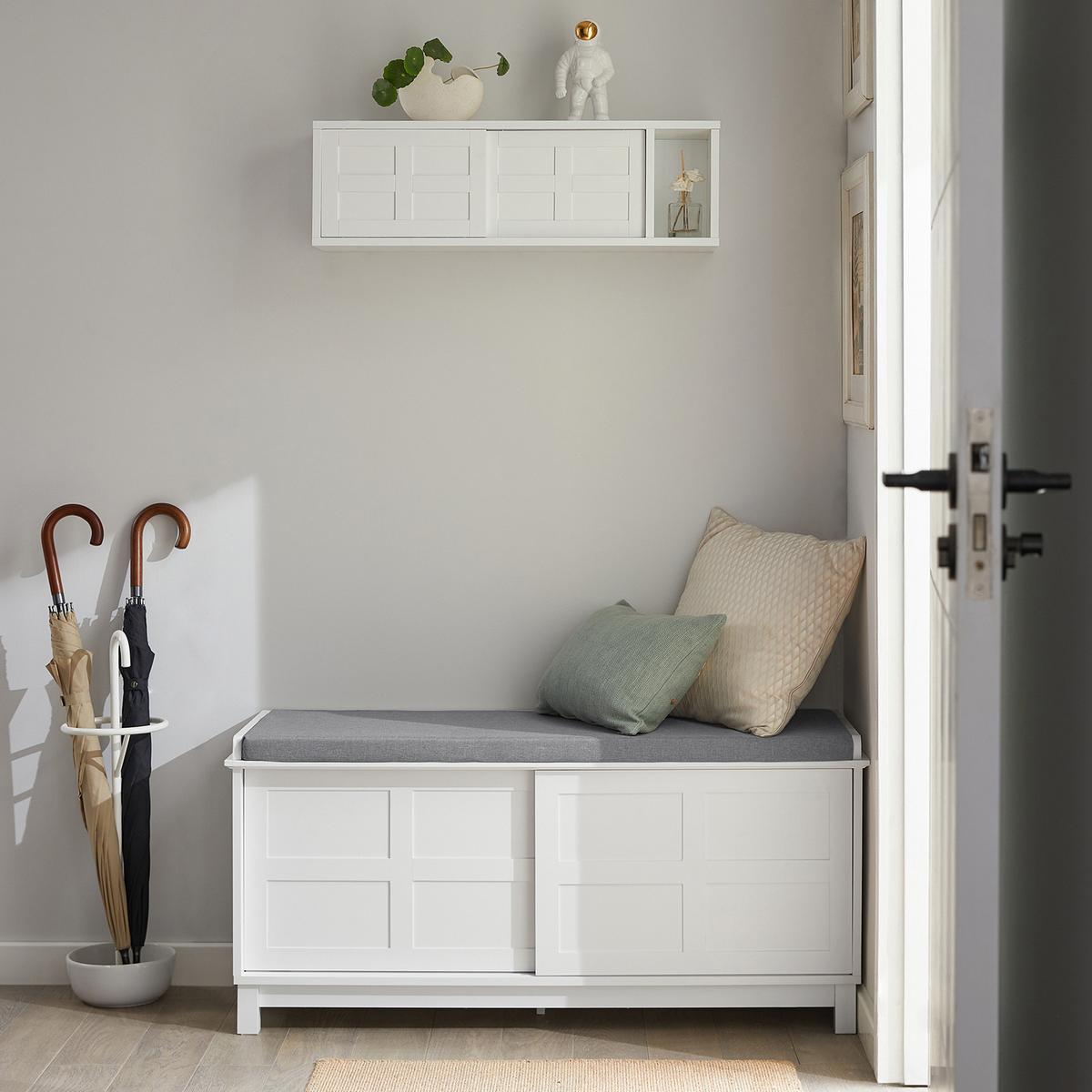 SCHUHBANK Weiß - Weiß, Holzwerkstoff (114/53/40cm) - SoBuy