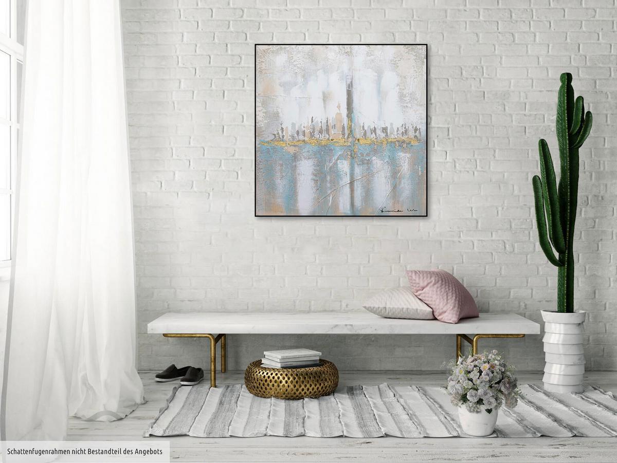 ACRYLBILD HANDGEMALT 80/80 cm - Blau/Grau, Holz/Textil (80/80cm) - KUNSTLOFT