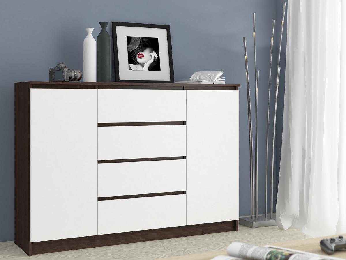 KOMMODE Dunkelbraun, Weiß 99/138/40 - Dunkelbraun/Weiß, Holzwerkstoff (138/99/40cm) - RAUMHIRSCH FURNITURE