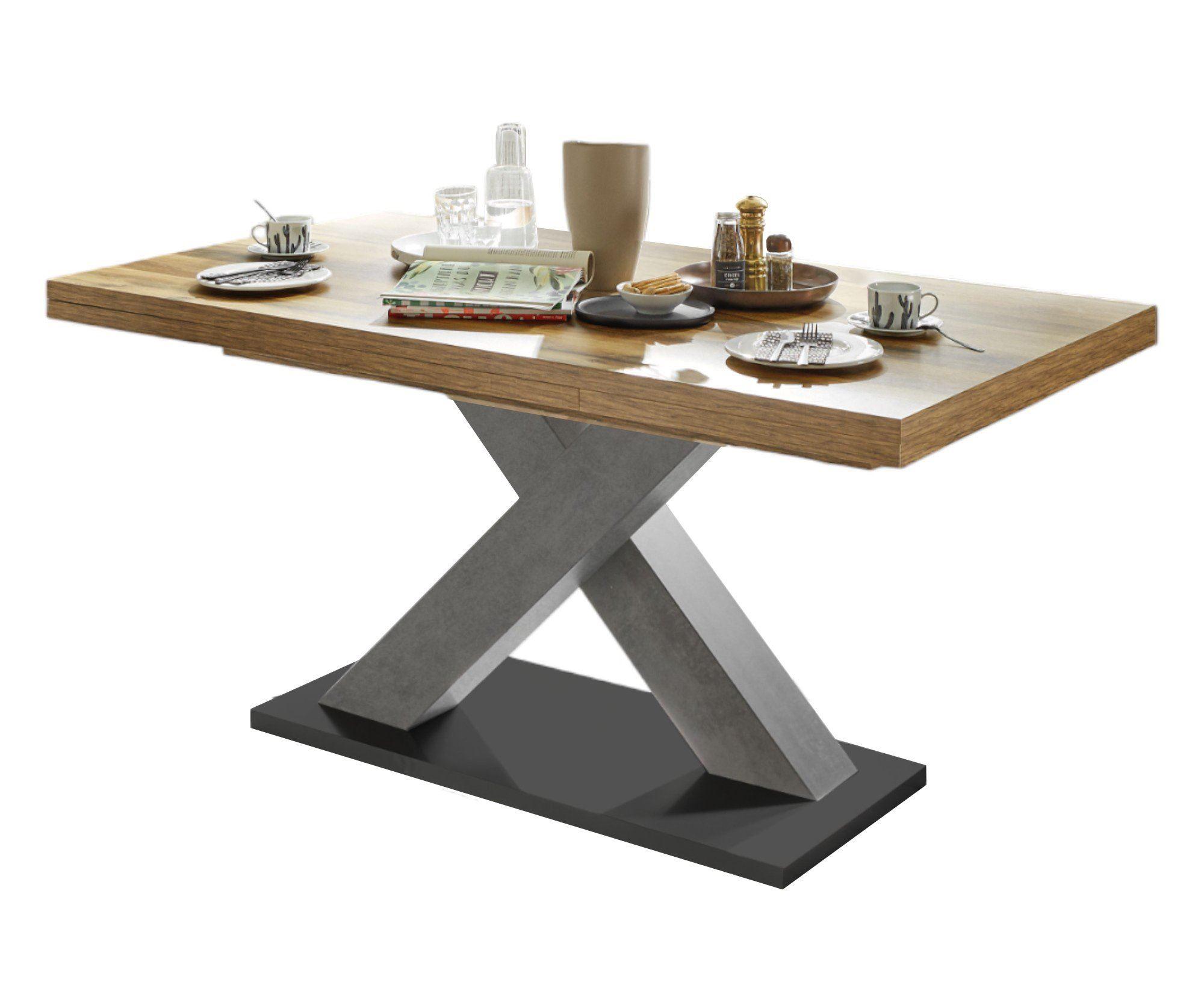 ESSTISCH ausziehbar Elene 160x90x76 Graphit/Plankeneiche - Alteiche, Holzwerkstoff (160/90/76cm) - 58aufmkessel