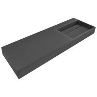 HÄNGEWASCHBECKEN Schwarz 150/48 cm Mineralguss Cusco - Schwarz, Naturmaterialen (150/13/48cm) - Beliani