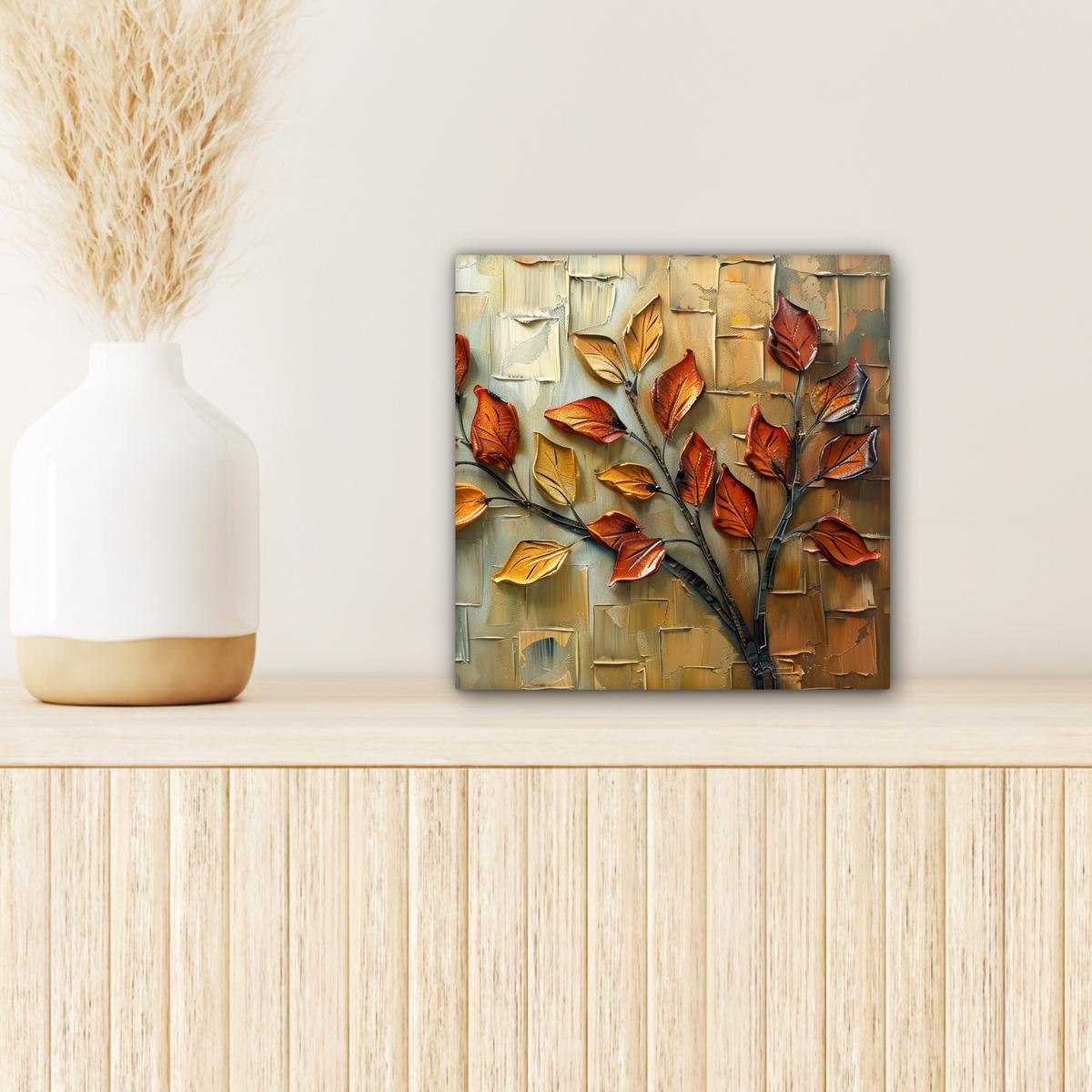 LEINWANDBILD Baum - Abstrakt - Natur - Kunst Deko Wohnzimmer 20x20 cm - Goldfarben, Textil (20/20cm) - MuchoWow