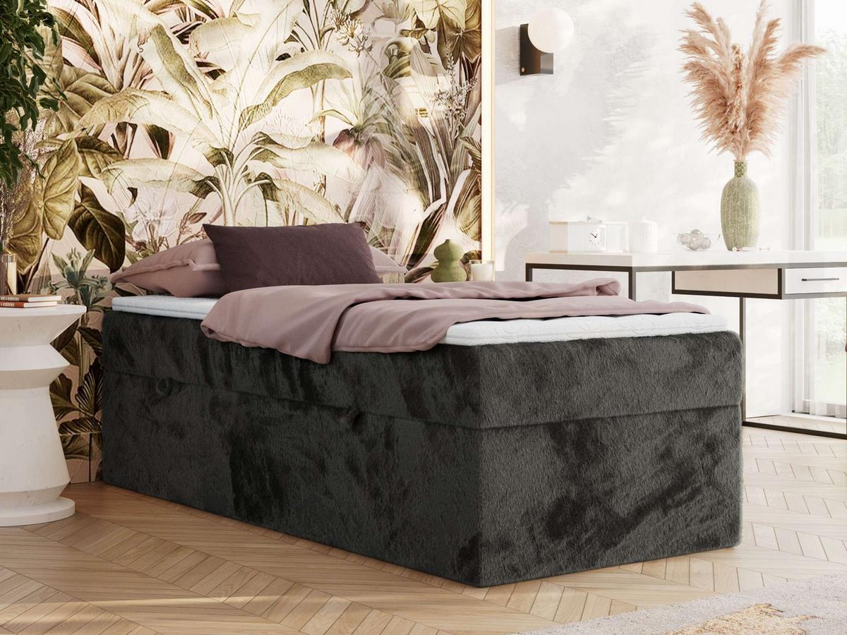 BOXBETT ZERO 90/200 - Dunkelgrau Plüsch - H4 - Topper T25 - Dunkelgrau, Textil (90/200cm) - MKS