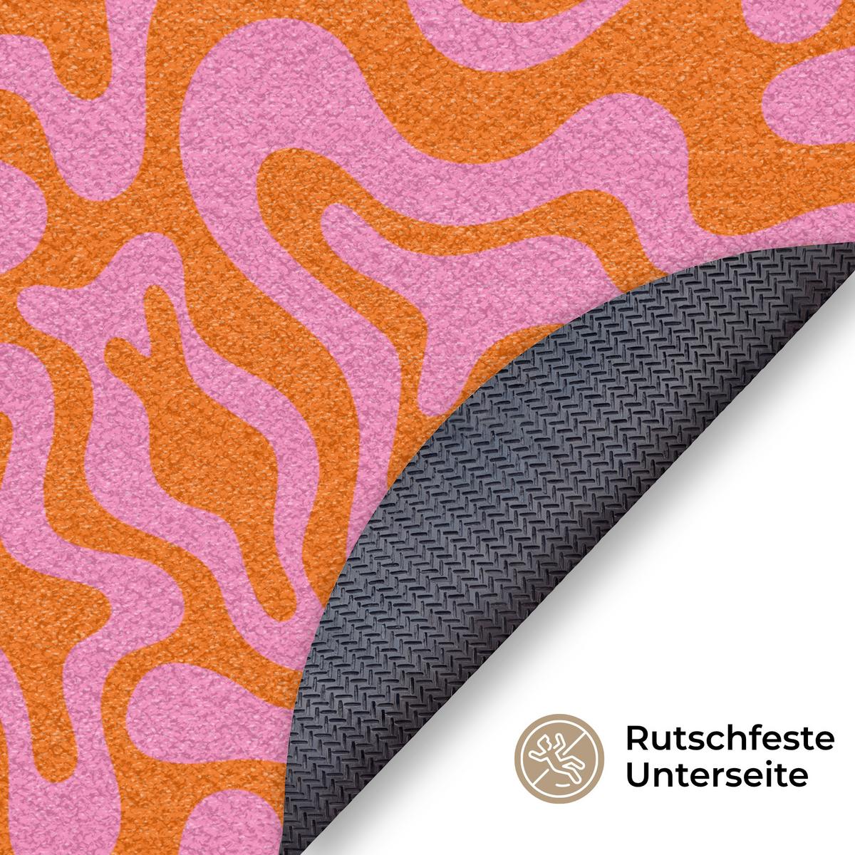 FUSSMATTE Muster - Rosa - Orange - Abstrakt - Modern Türmatte 90x90 cm - Pink, Kunststoff (90/0.4cm) - MuchoWow