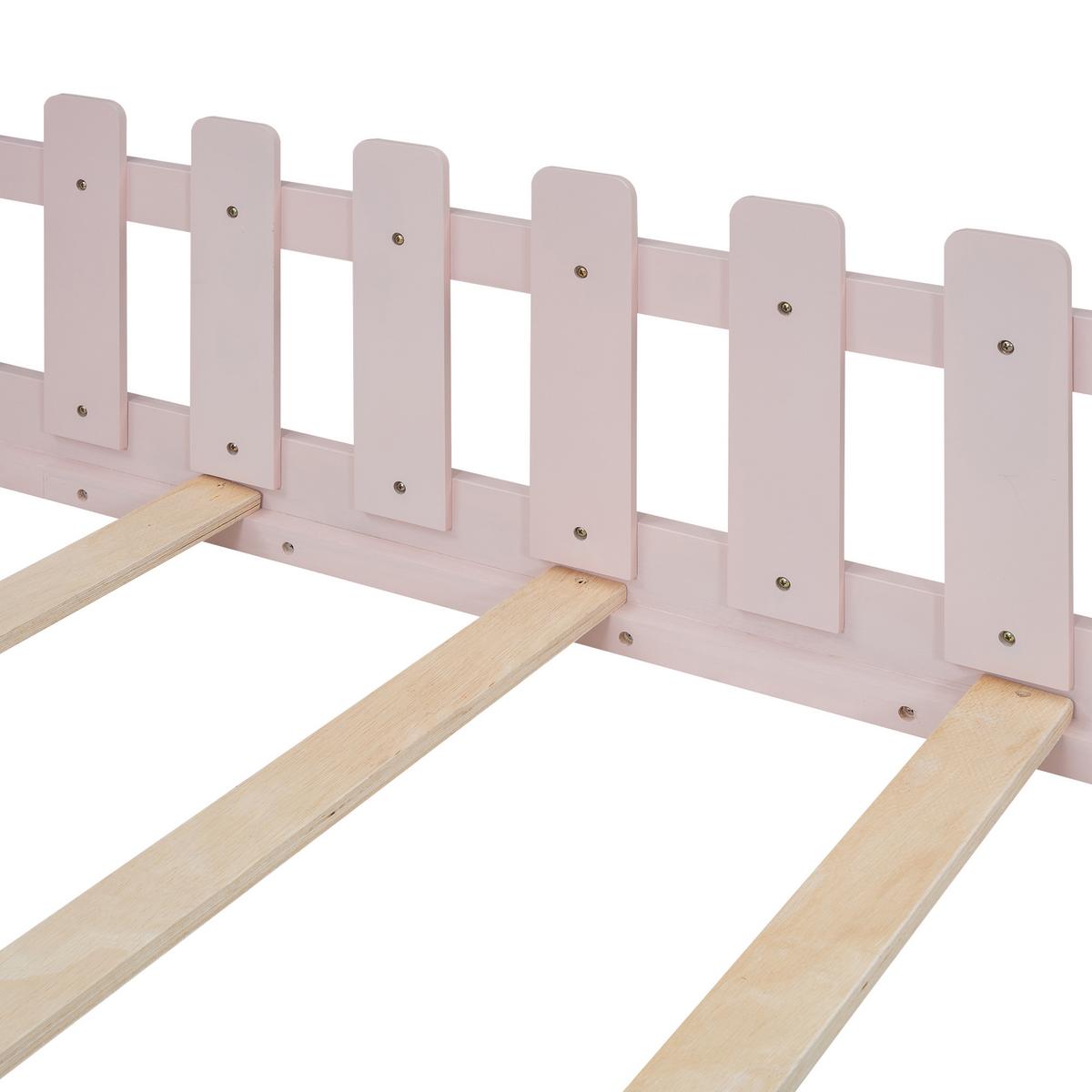 KINDERBETT 90x200 kinderbett rosa kiefer - Pink, Holz (90/200cm) - Urban Meuble