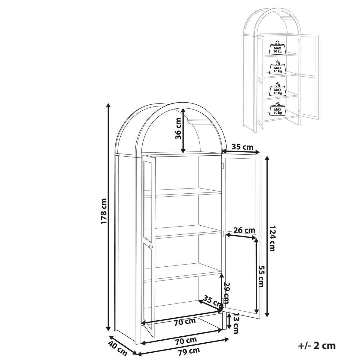 VITRINE mit Glastüren 79 cm Hellbraun Glenwood - Hellbraun, Holzwerkstoff (79/178/40cm) - Beliani