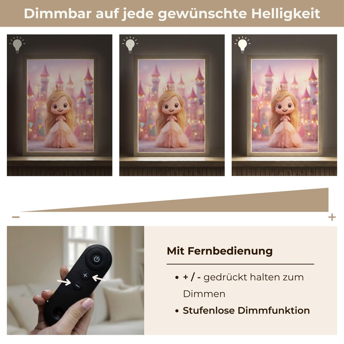 WANDLEUCHTE MIT AKKU Prinzessin - Rosa - Schloss 30x40 cm - Rosa, Holzwerkstoff (30/40/8cm) - OnlyWow
