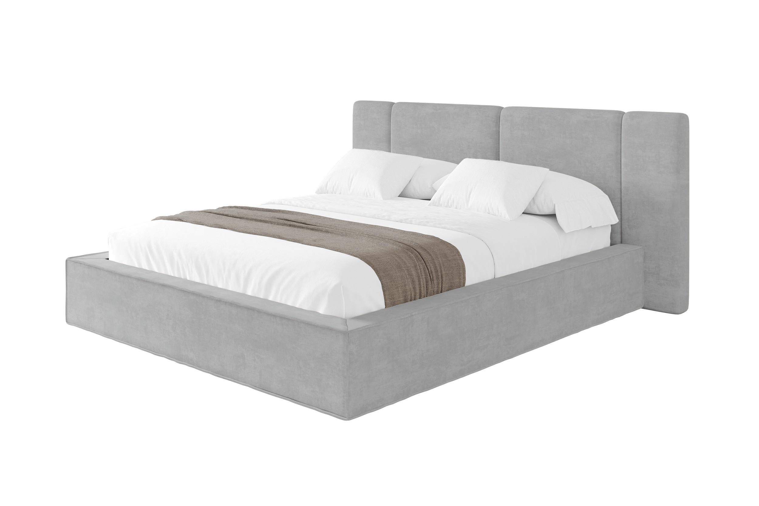 POLSTERBETT mit Bettkasten und Lattenrost, Bett mit Matratze H3/H4 - RIVO 180x200 Grau - Hellgrau, Holzwerkstoff/Textil (180/200cm) - ALTDECOR