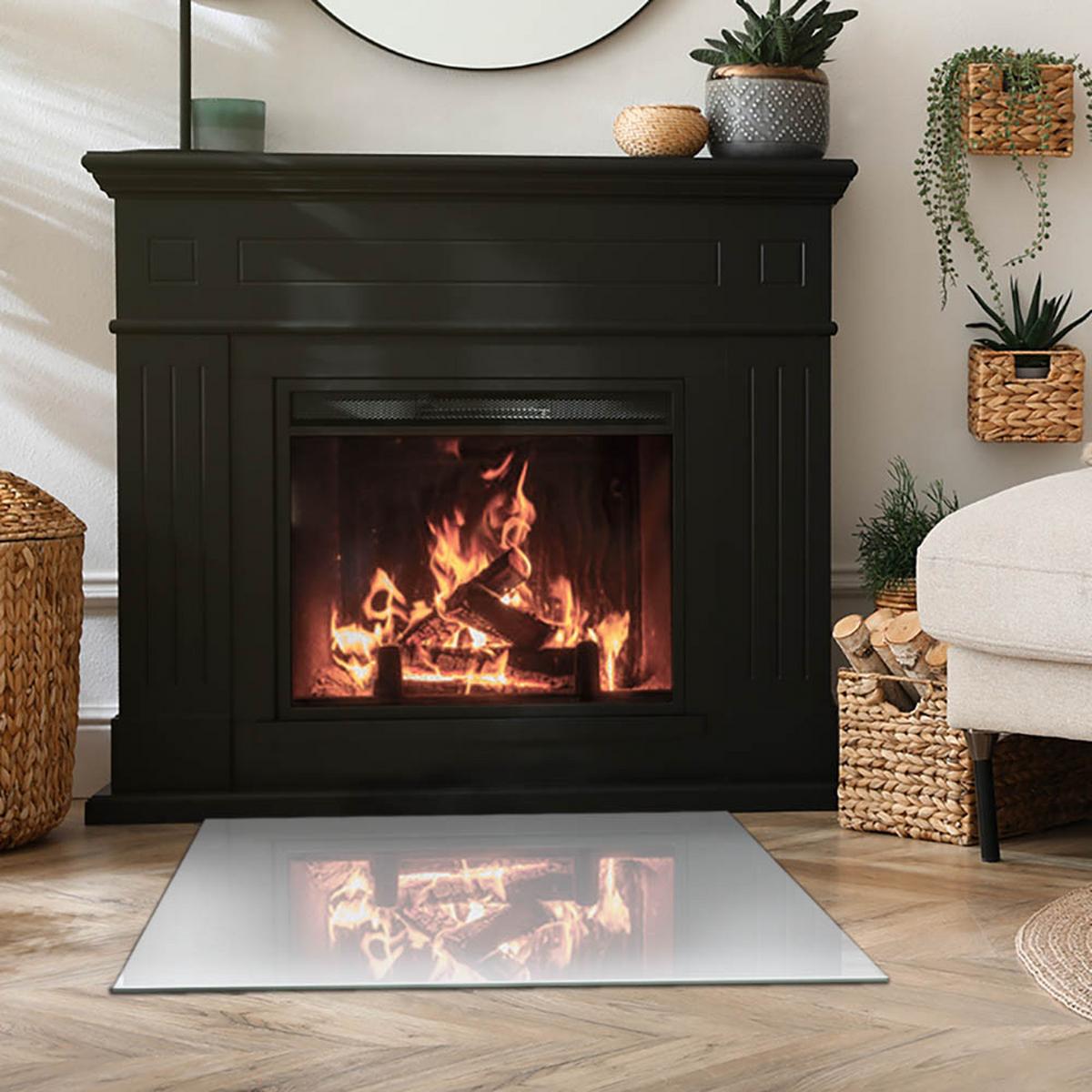 GLASPLATTE für Kamin 80x60 cm - Grau, Glas (80/60/0.4cm) - TULUP