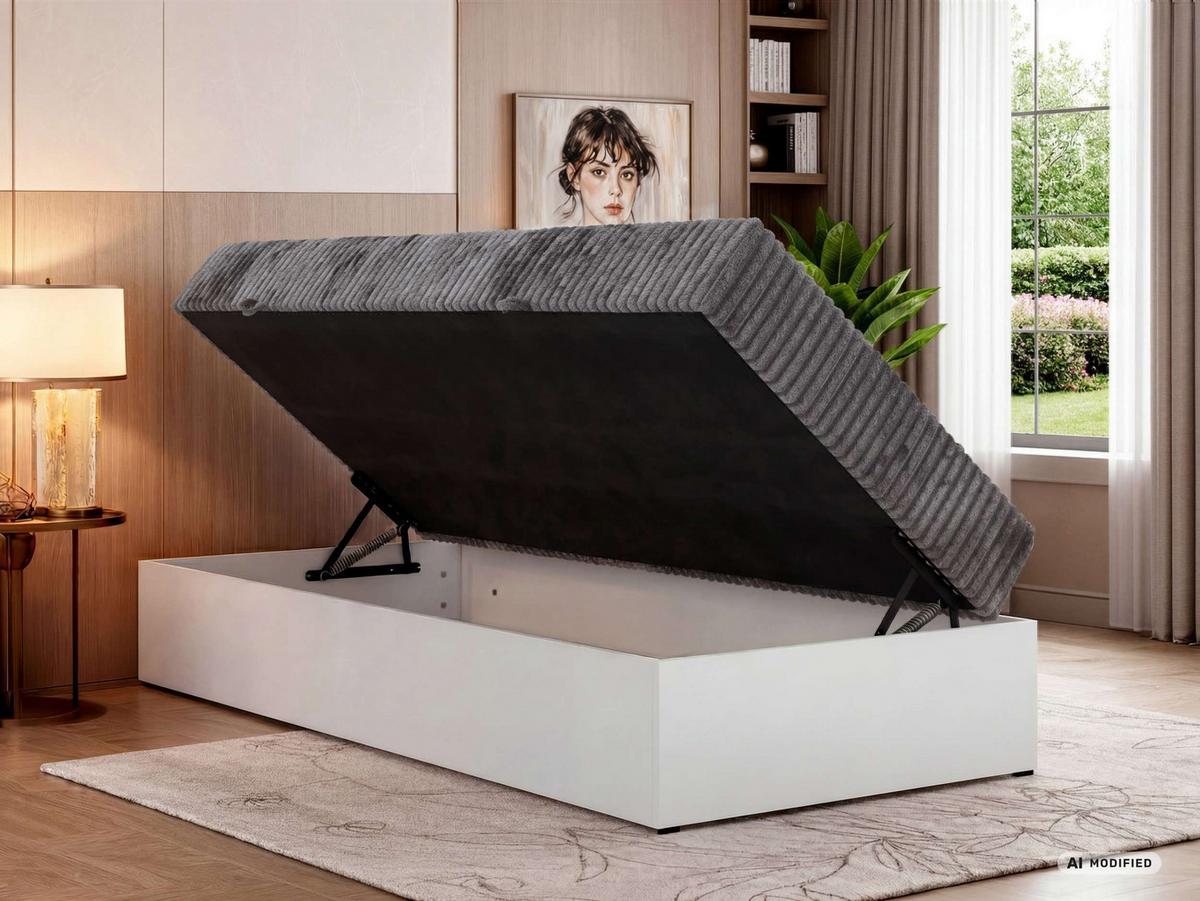 BOXBETT TRAVIT ZERO 90 90/200 - Grau Cord - Topper T25 - H3 - Schwarz/Grau, Kunststoff/Textil (90/200cm) - MKS