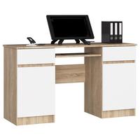 SCHREIBTISCH Eiche Sonoma, Weiß 77/135/50 - Weiß/Sonoma Eiche, Holzwerkstoff (90/50/77cm) - RAUMHIRSCH FURNITURE