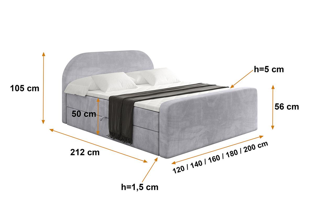 BOXBETT mit Matratze H4 und Lattenrost - NOX-Z - 120x200 - Grau Monolith - Grau, Holzwerkstoff (120/200cm) - ALTDECOR