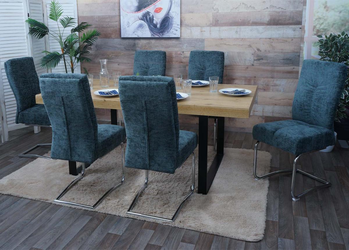 ESSZIMMERSTUHL Blau 2er-Set - Blau/Petrol, Textil (46/105/60cm) - MCW