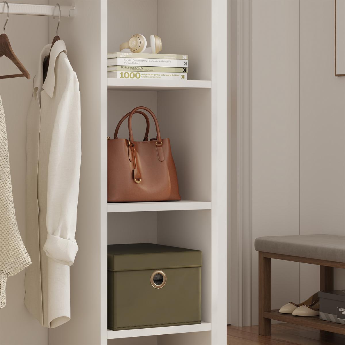 KLEIDERSCHRANK Nesbyen - Weiß, Holzwerkstoff/Kunststoff (90/126/30cm) - [en.casa]