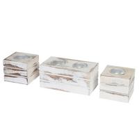 SET TEELICHTHALTER Reinweiß 3er-Set-Set - Weiß, Holz (7cm) - MCW