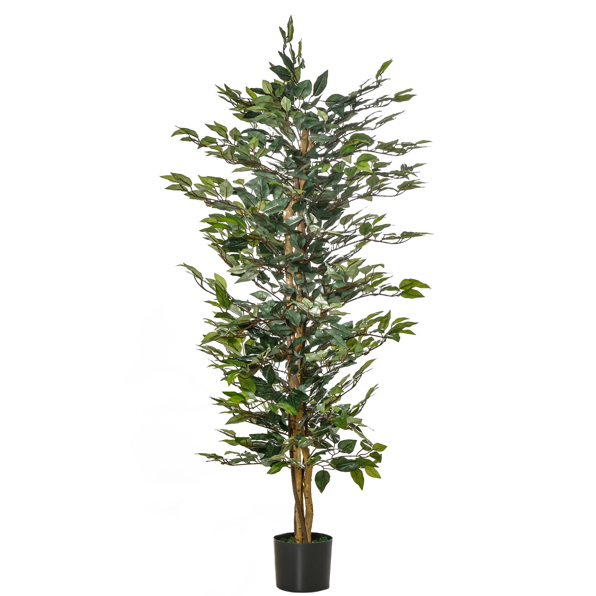 KUNSTPFLANZEN im Topf 150 cm künstlicher Ficus-baum Kunstbaum Zimmerpflanze - Grün, Kunststoff (150cm) - HOMCOM