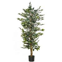 KUNSTPFLANZEN im Topf 150 cm künstlicher Ficus-baum Kunstbaum Zimmerpflanze - Grün, Kunststoff (150cm) - HOMCOM
