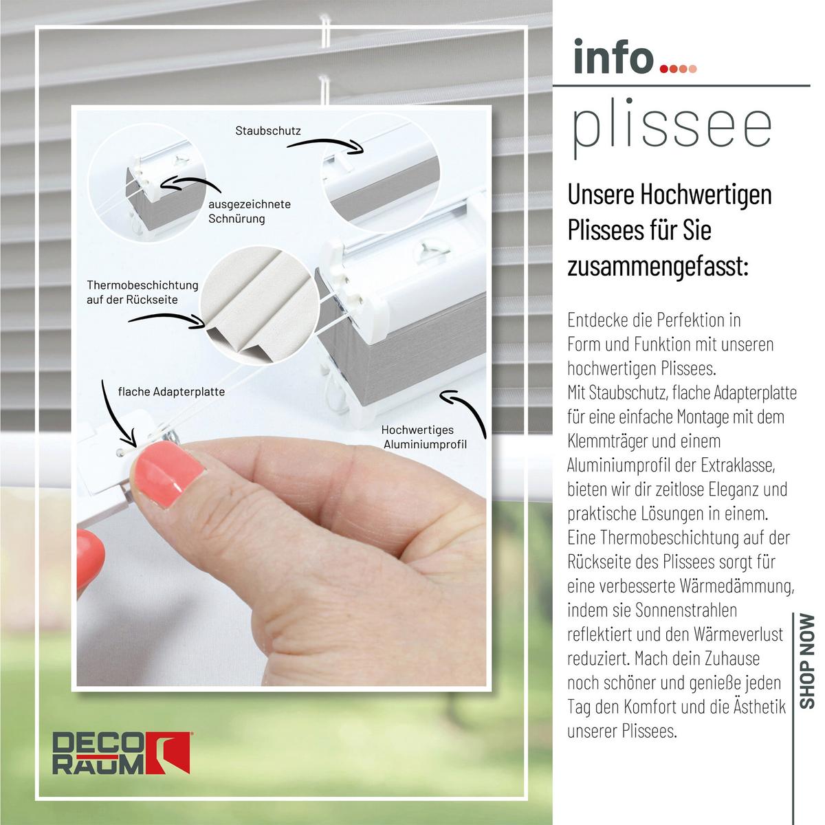 PLISSEE Thermo Basic 75 x 210cm Klemmfix ohne Bohren - Silberfarben, Textil (75/210/210cm) - Deco-Raum