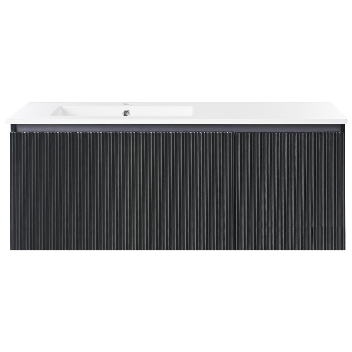 WASCHBECKENUNTERSCHRANK wandmontiertk mit Waschbecken Schwarz Tiete - Schwarz, Holzwerkstoff (120/46/134cm) - Beliani