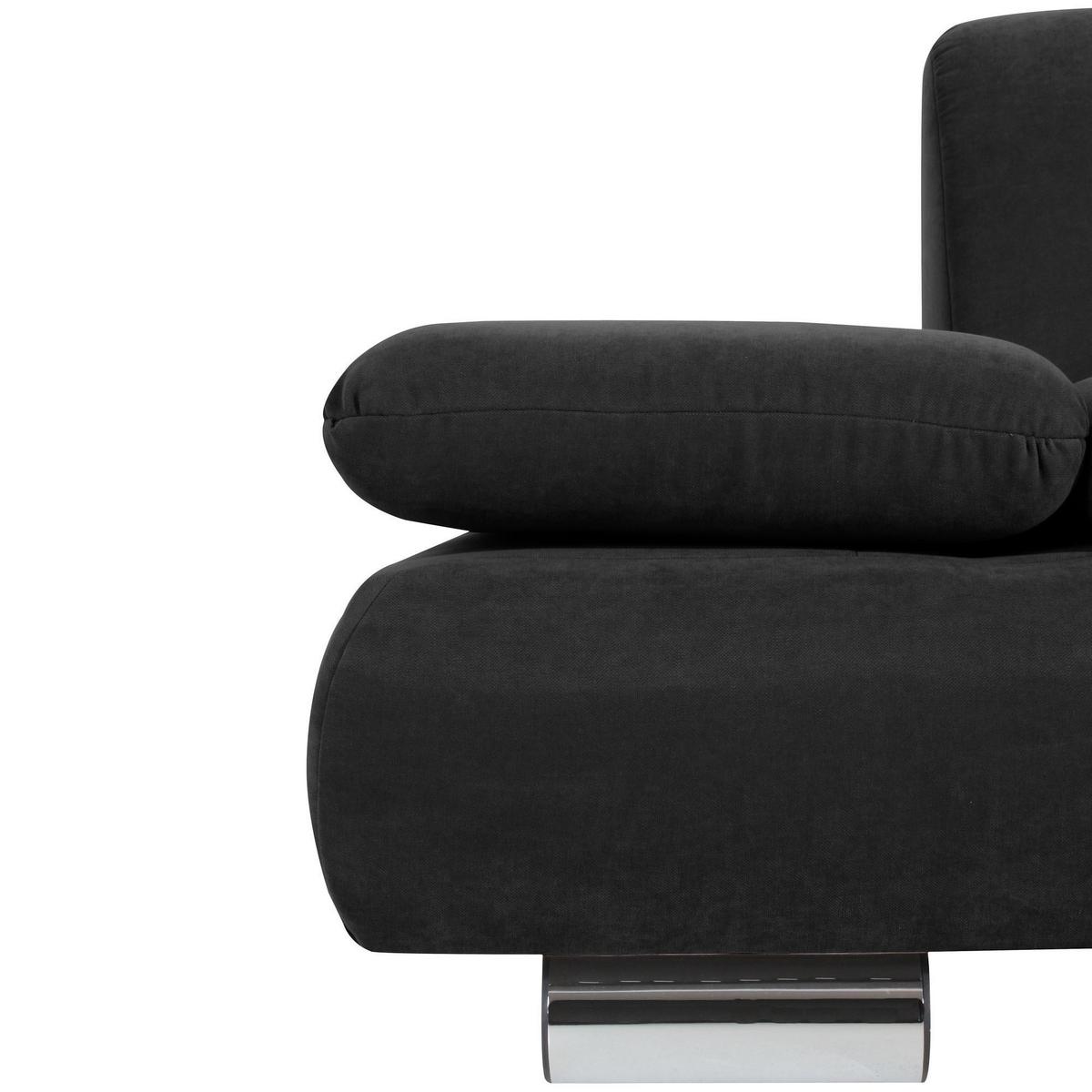 SOFA 2-Sitzer Kaye Bezug Veloursstoff Metallfuß verchromt / schwarz - Schwarz, Kunststoff (190/76/90cm) - 58aufmkessel