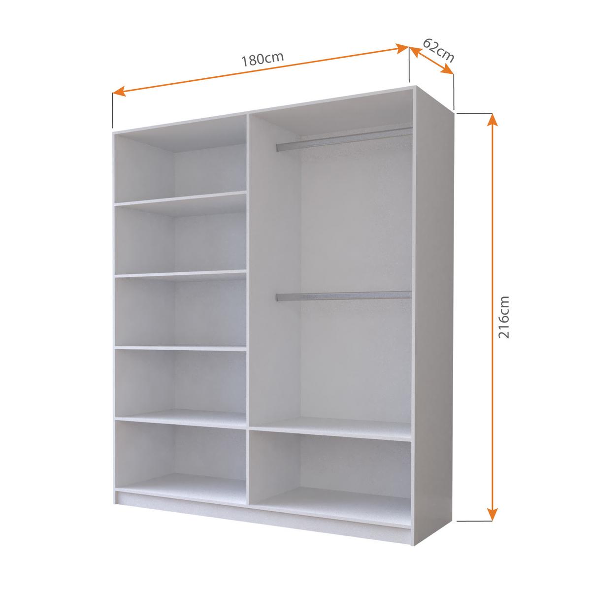 KLEIDERSCHRANK Milan 180 cm, 180/215/64, 2-türig, grau - Grau, Holzwerkstoff (180/215/64cm) - imoebel24