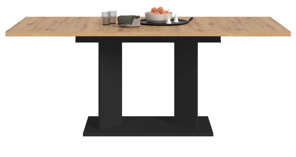 ESSTISCH Eiche Artisan, schwarz 150 - 190 x 90 cm, Küchentisch ausziehbar - Schwarz/Eiche Artisan, Holzwerkstoff (90/150/76cm) - Inn.Furn