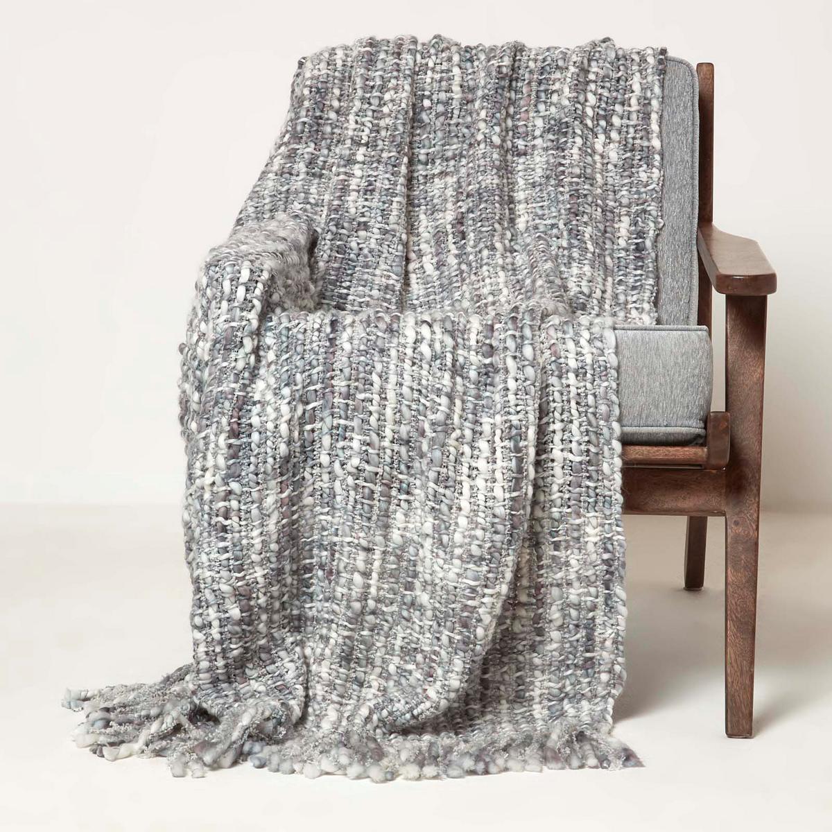 PLAID Ophelia 125/150 cm, meliert - Grau, Textil (125/150cm) - Homescapes