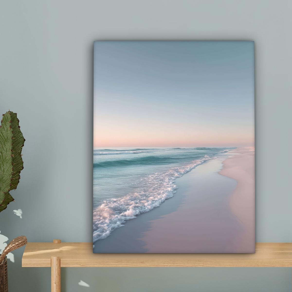 LEINWANDBILD Küstenlinie - Pastell - Wasser Room Decor 30x40 cm - Pastellblau, Textil (30/40cm) - MuchoWow