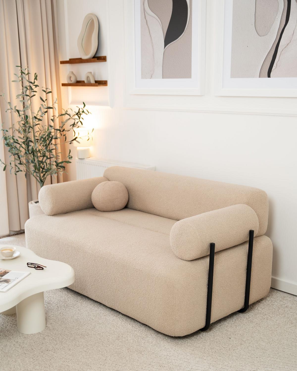 2-SITZER-SOFA Bouclé Beige Elva - Beige, Textil (170/74/100cm) - Beliani