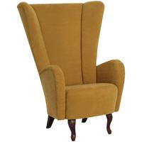 HOCHLEHNSESSEL Kailey Bezug Velourstoff Buche nussbaum dunkel / mais - Gelb, Kunststoff (96/122/89cm) - 58aufmkessel
