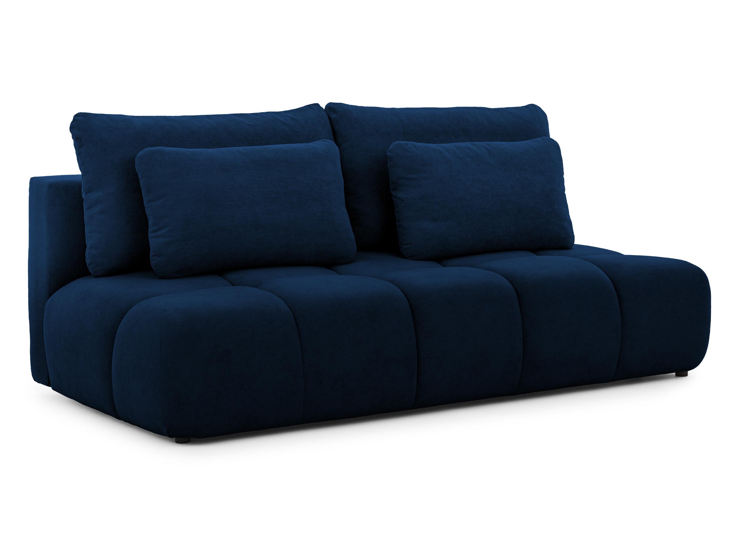 SCHLAFSOFA Belluno aus hochwertigem Marineblau Plüschstoff mit Bettkasten und tiefen Steppungen in Bubble-Optik - Blau/Schwarz, Holz/Kunststoff (205/87/105cm) - S-Style