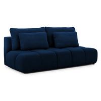 SCHLAFSOFA Belluno aus hochwertigem Marineblau Plüschstoff mit Bettkasten und tiefen Steppungen in Bubble-Optik - Blau/Schwarz, Holz/Kunststoff (205/87/105cm) - S-Style