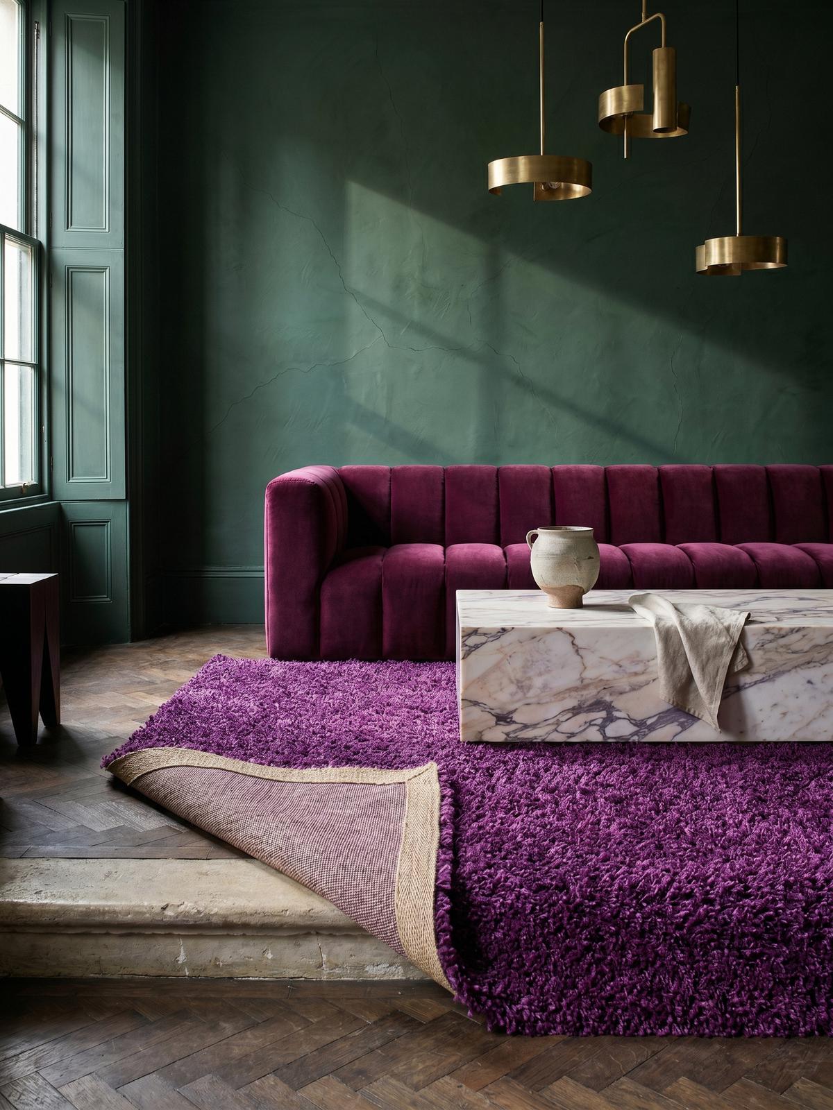 HOCHFLORTEPPICH RHEIN, einfarbig, aus Polypropylen, Violett, 100 x 200 cm - Lila, Textil (200/100cm) - KADIMA DESIGN