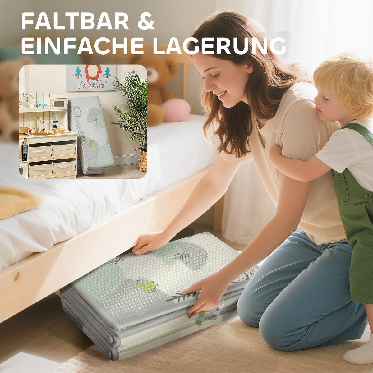 KRABBELMATTE faltbar Doppelseitige Mehrfarbig 200/150/1,5 cm - Multicolor, Kunststoff (150/200cm) - AIYAPLAY