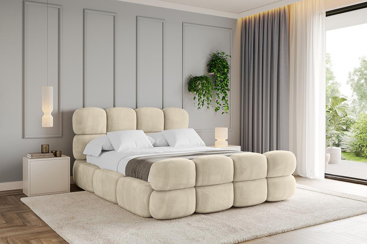 POLSTERBETT mit Bettkasten, Fußteil und Lattenrost, Bett mit Matratze H3/H4 - NOMA-Z 180x200 Beige - Ecru, Holzwerkstoff/Textil (180/200cm) - ALTDECOR