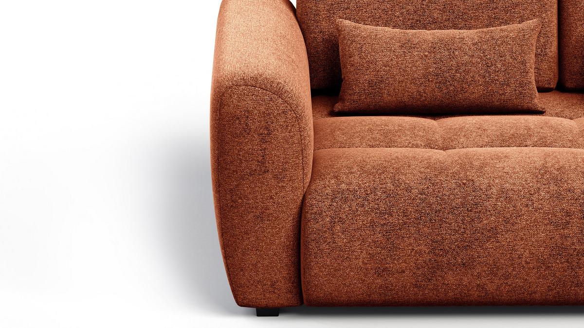 SOFA SORENO 3-Sitzer, orange - Schwarz/Orange, Holz/Textil (214/94/114cm) - Wozimo