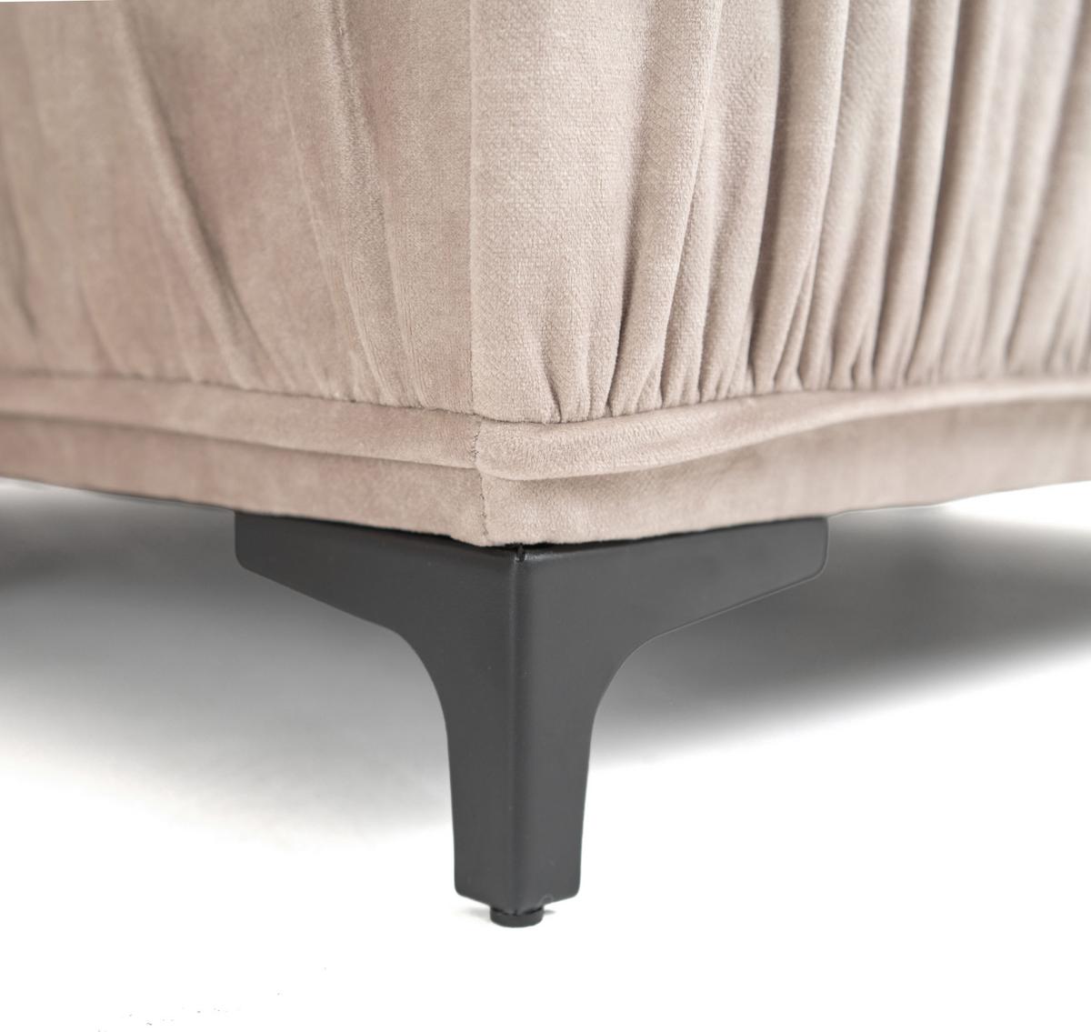 ECKSOFA Velora mit Schlaffunktion & Stauraum, Universell Rechts/Links, Beige Samt 270/92/150 cm - Ecru/Schwarz, Textil/Metall (270/150cm) - WFL GROUP