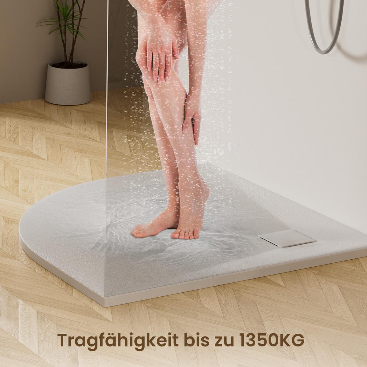 DUSCHTASSE Viertelkreis inkl. Ablaufgarnitur Weiß 90/90 cm - Weiß, Kunststoff (90/2.6/90cm) - EMKE