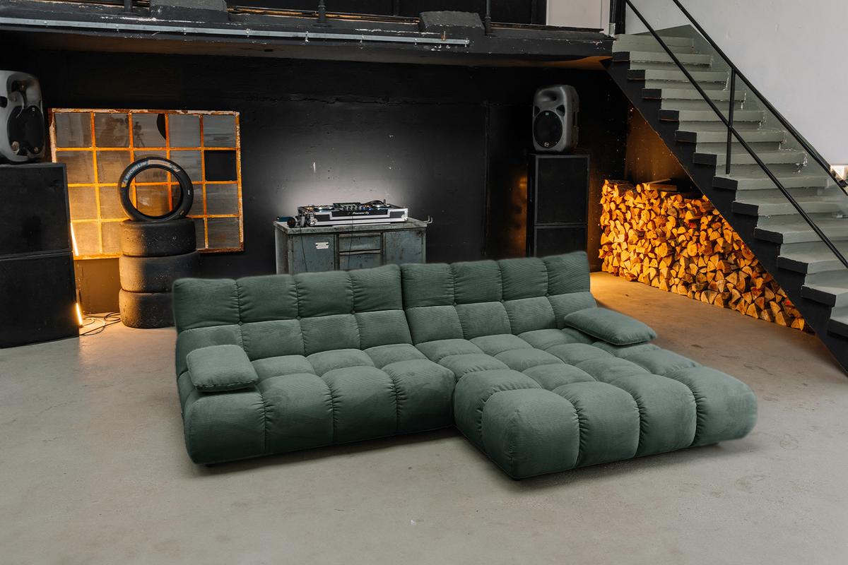 SITZGRUPPE VIVIEN 3ER SET Smaragdgrün Cord (1er-Set) - Smaragdgrün, Kunststoff/Textil (359/85/510cm) - KAWOLA