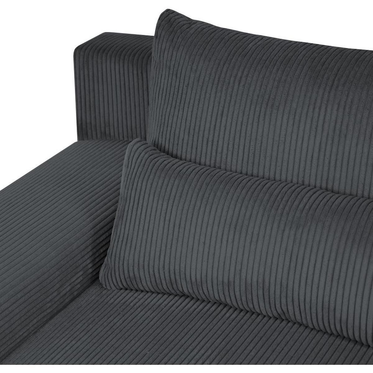 WOHNLANDSCHAFT Benny U grau - Schwarz/Grau, Textil/Metall (350/85/186cm) - Beautysofa