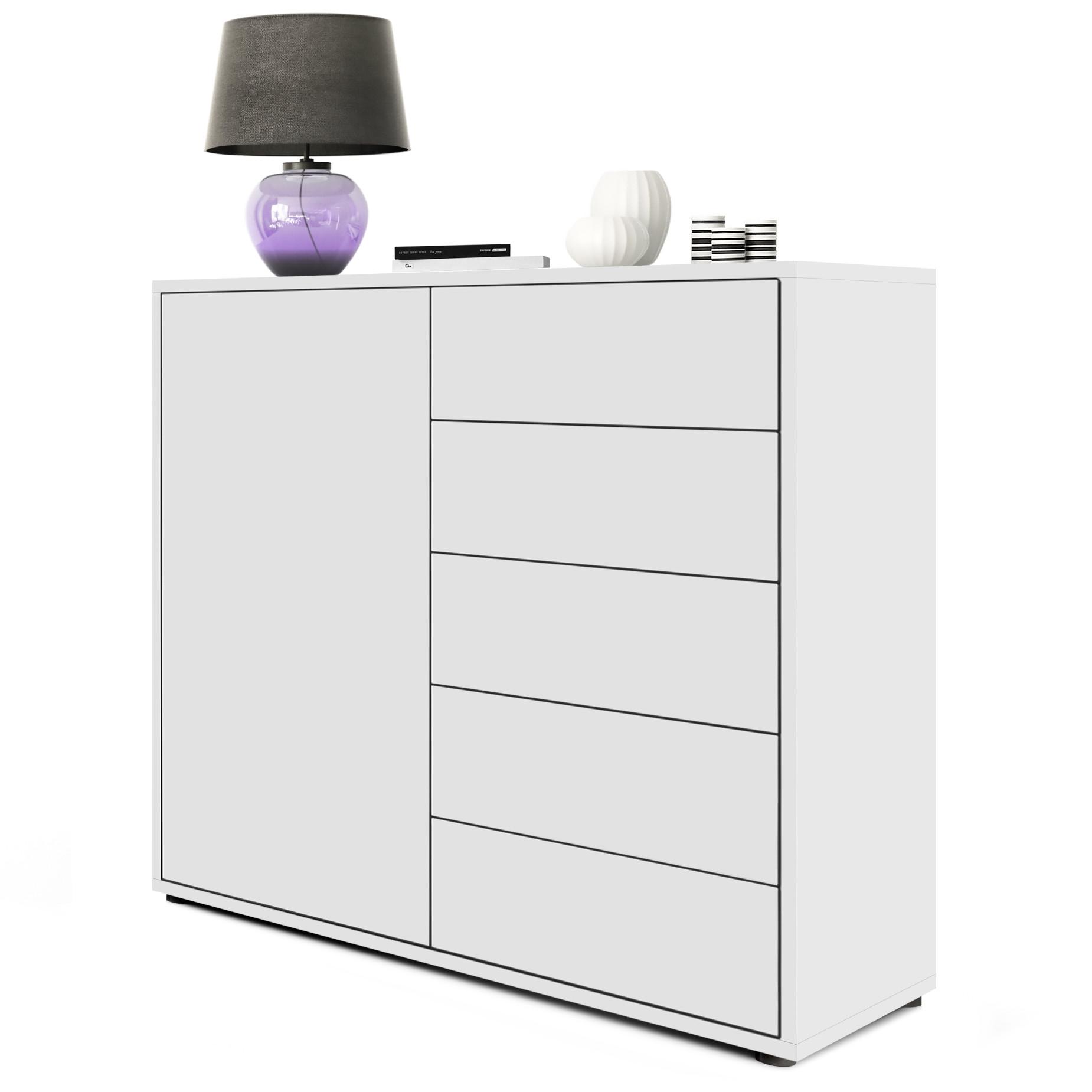 KOMMODE Ben Front in Weiß matt - Weiß, Holzwerkstoff (79/74/36cm) - Vladon
