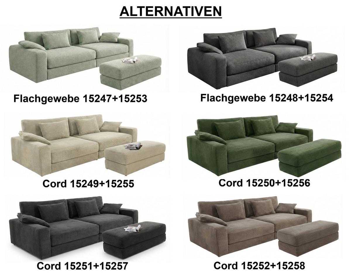 BIG-SOFA mit Federkern B290/T135/H90 cm extratief, Liegefläche 122x240 cm, Cord Braun Taupe / 15252 - Schwarz/Braun, Kunststoff/Textil (290/90/135cm) - luma-home