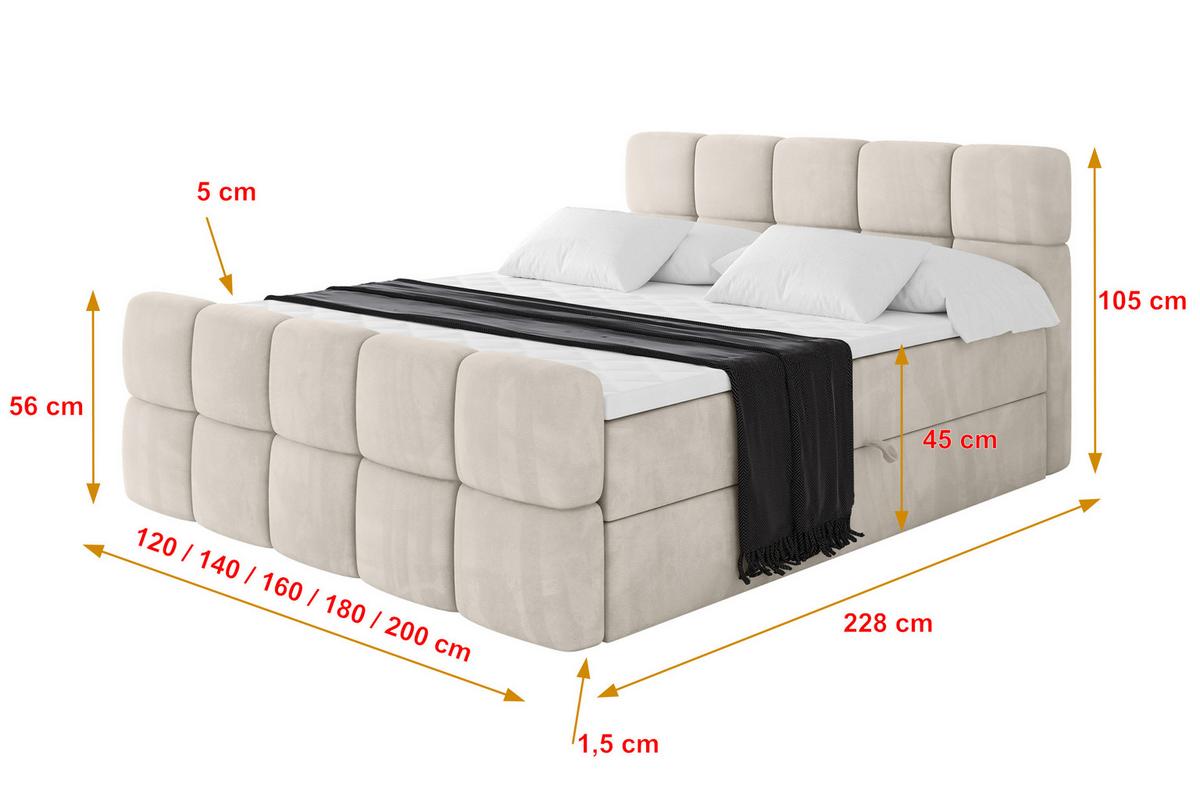 BOXBETT mit Matratze H4 - FAMA-Z - 120x200 cm Beige Casablanca - Beige, Holzwerkstoff (120/200cm) - ALTDECOR
