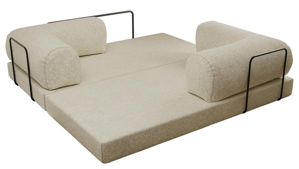 3-SITZER SOFA ORSETTO - Creme Stukture - Creme/Schwarz, Textil/Metall (200/70/100cm) - MKS