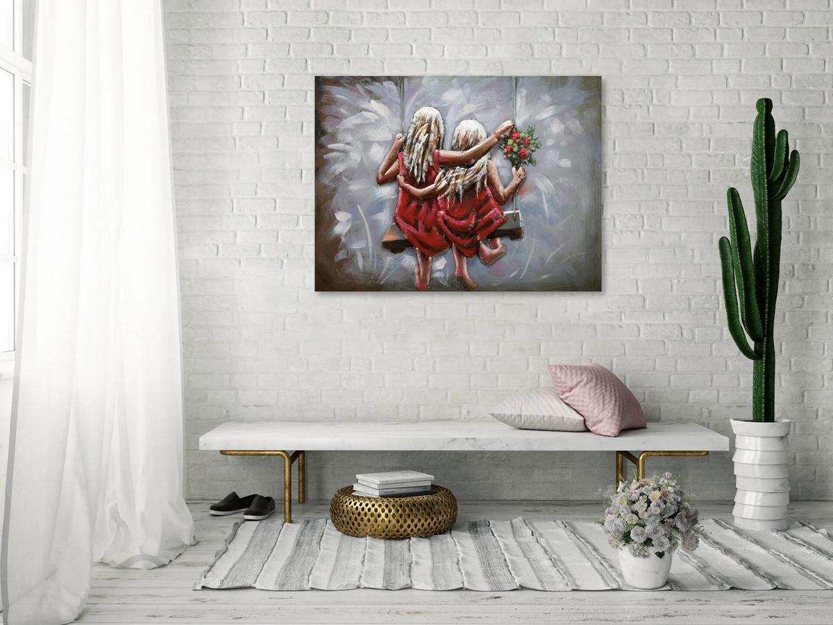 METALLBILD Rot 80/60 cm - Rot/Grau, Metall (5.2/60cm) - KUNSTLOFT