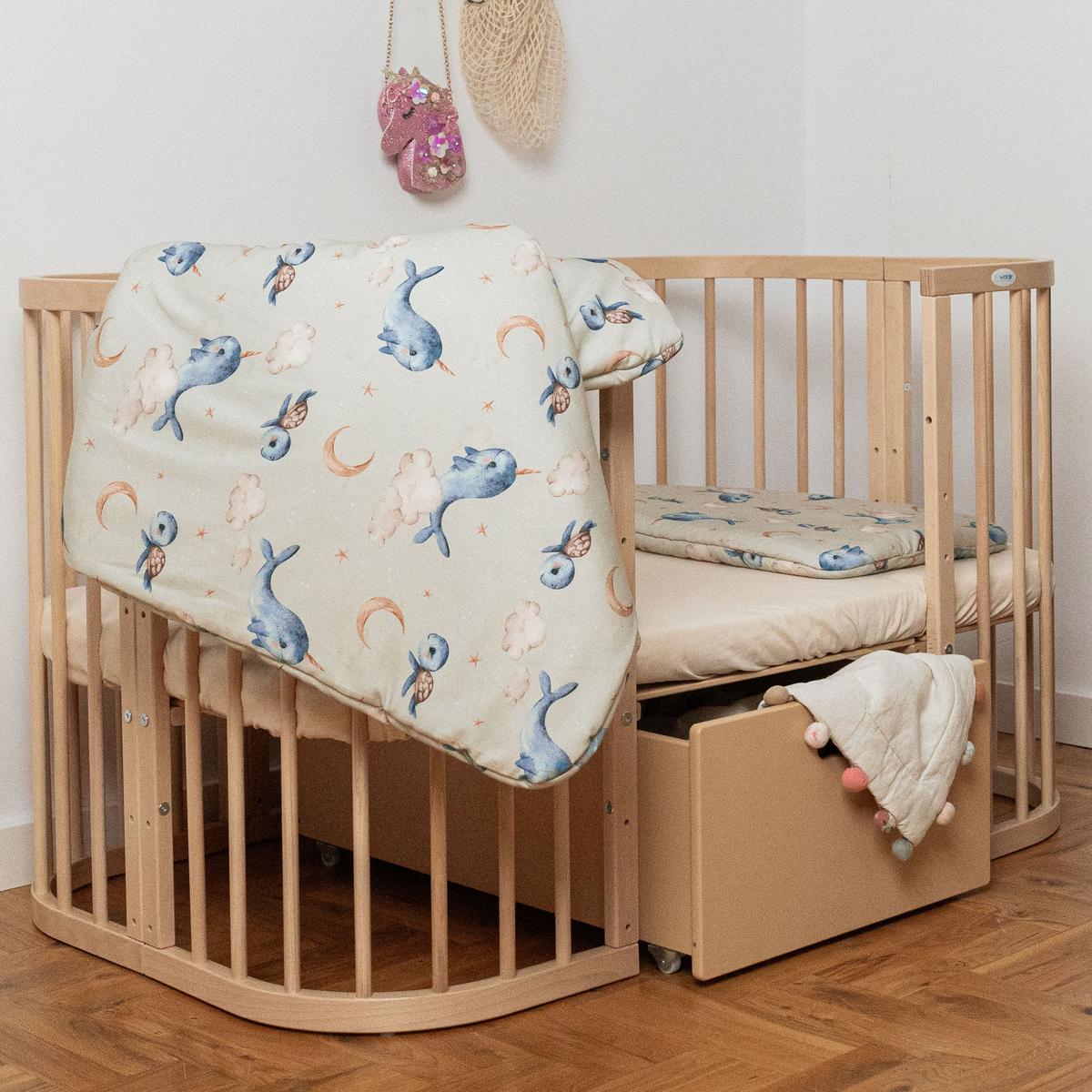 BABY Bambus-Bettwäsche Wale - Olivgrün, Textil (100/135cm) - waldin