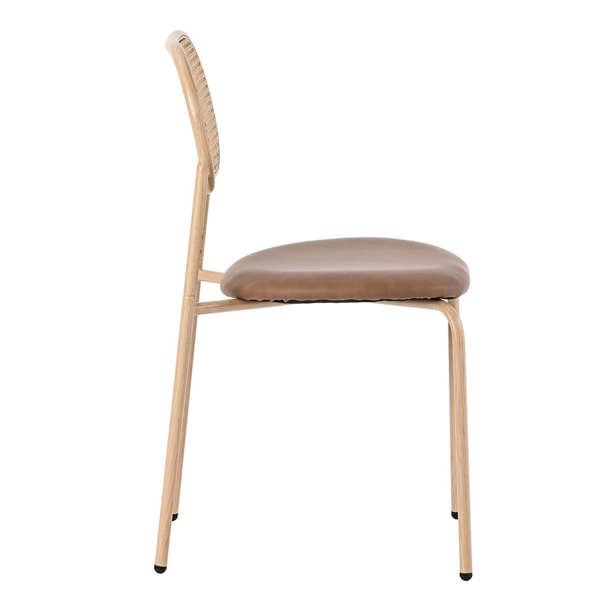 ESSZIMMERSTUHL Set 2er Braun PU & Rattan Polsterstuhl mit Metallbeinen - Braun, Kunststoff (46/80/48cm) - Urban Meuble
