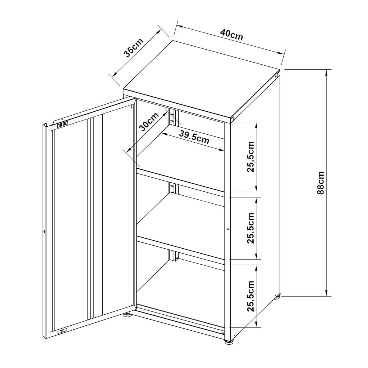 AKTENSCHRANK Burlöv - Schwarz, Metall (40/88/35cm) - [en.casa]